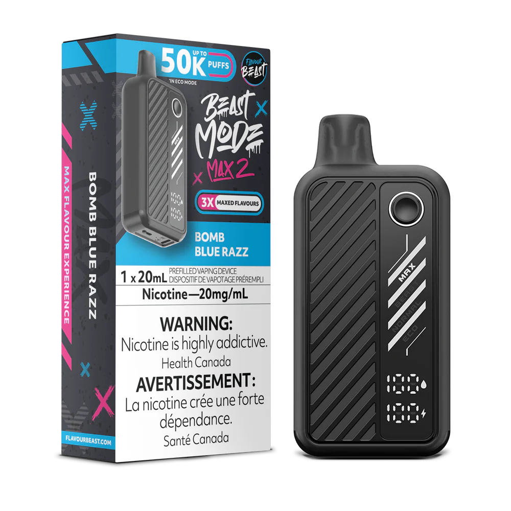 Flavour Beast Beast Mode Max 2 Disposable Vape: Bomb Blue Razz (20 mL) product image at Vapelite Ottawa