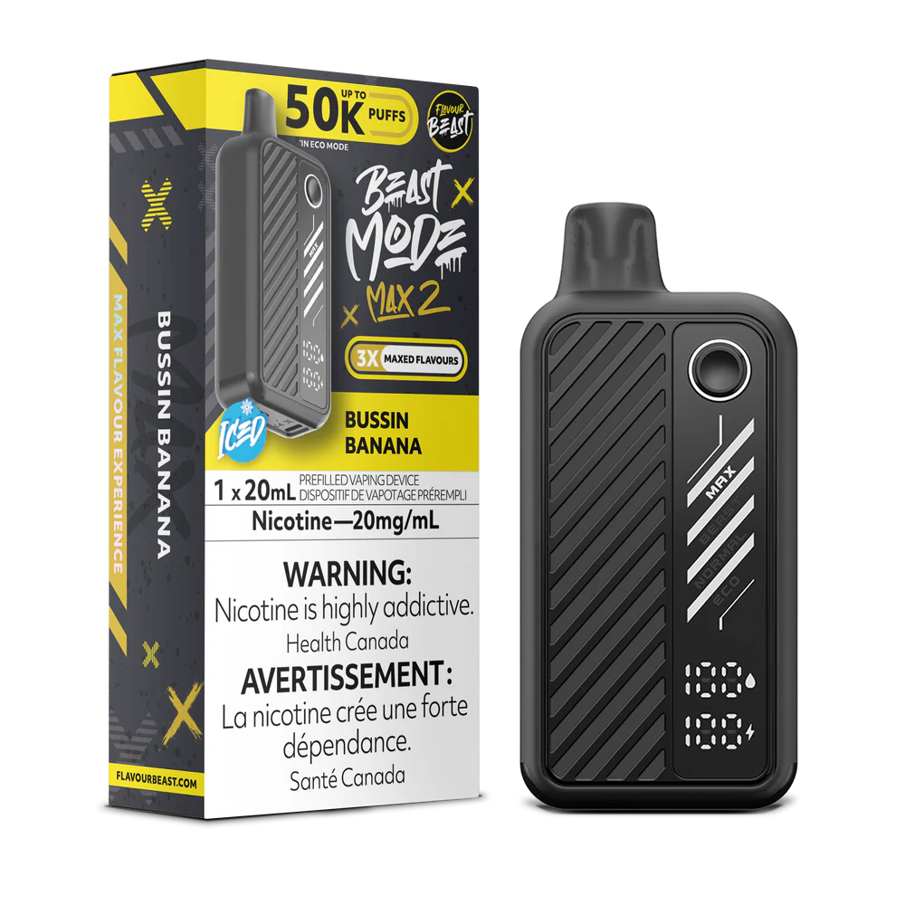 Flavour Beast Beast Mode Max 2 Disposable Vape: Bussin Banana (20 mL) product image at Vapelite Ottawa