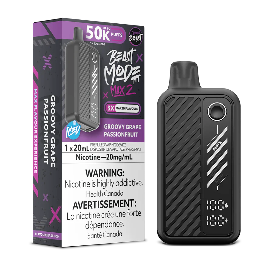 Flavour Beast Beast Mode Max 2 Disposable Vape: Groovy Grape Passionfruit (20 mL) product image at Vapelite Ottawa