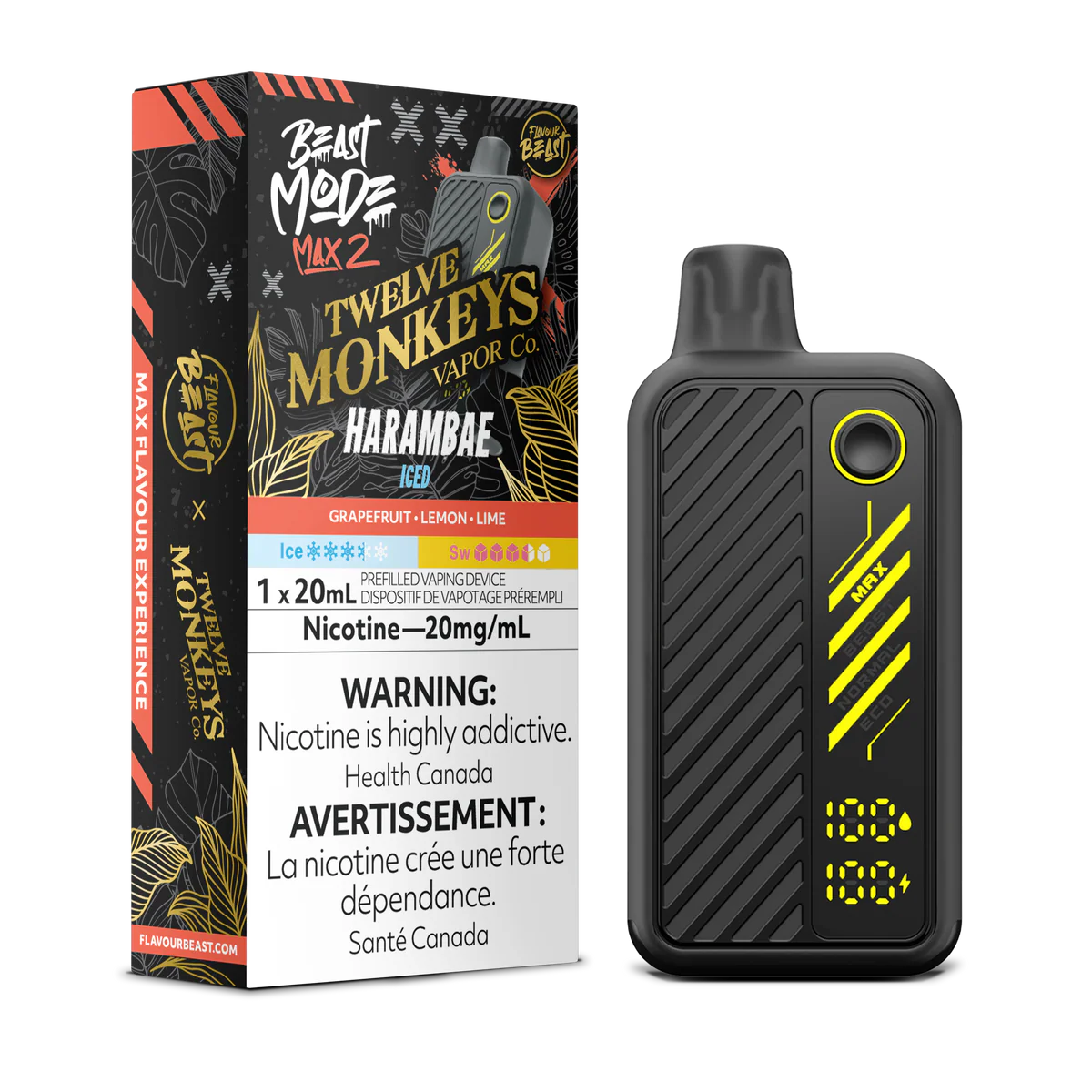 Flavour Beast Beast Mode Max 2 Disposable Vape: Harambae Ice (20 mL) product image at Vapelite Ottawa