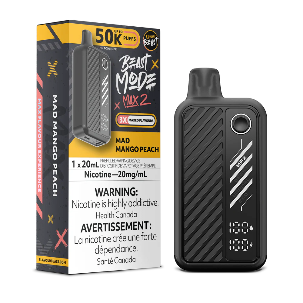 Flavour Beast Beast Mode Max 2 Disposable Vape: Mad Mango Peach (20 mL) product image at Vapelite Ottawa