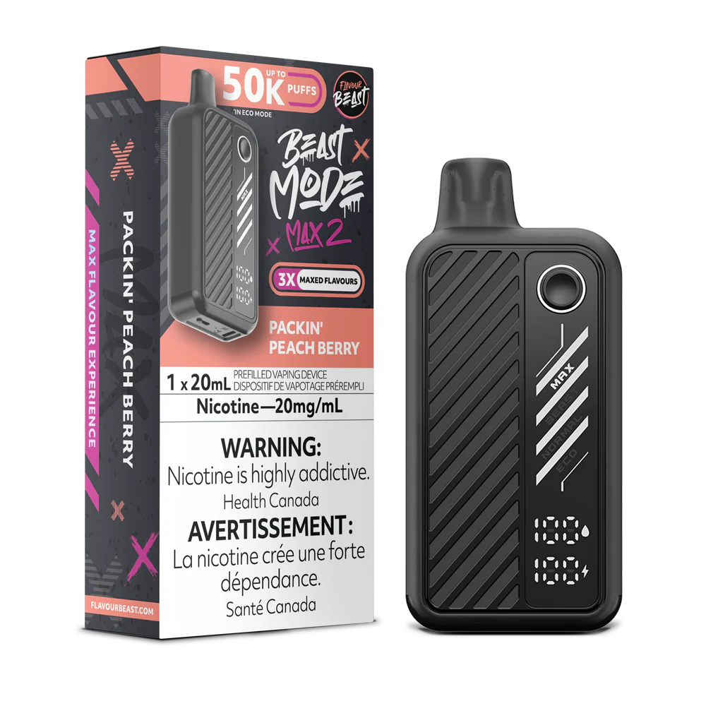 Flavour Beast Beast Mode Max 2 Disposable Vape: Packin' Peach Berry (20 mL) product image at Vapelite Ottawa