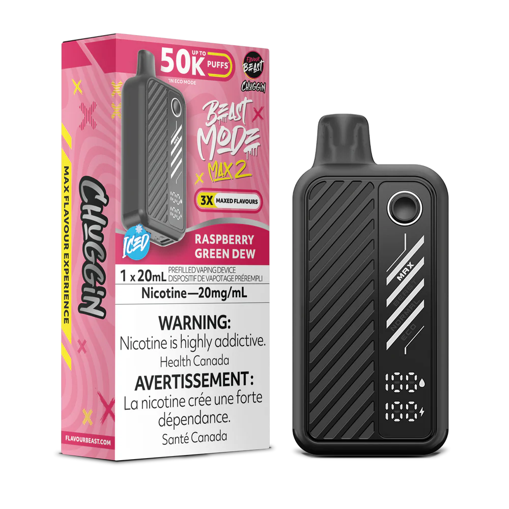 Flavour Beast Beast Mode Max 2 Disposable Vape: Raspberry Green Dew (20 mL) product image at Vapelite Ottawa