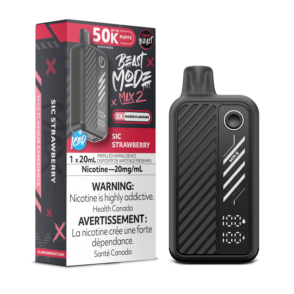 Flavour Beast Beast Mode Max 2 Disposable Vape: Sic Strawberry (20 mL) product image at Vapelite Ottawa