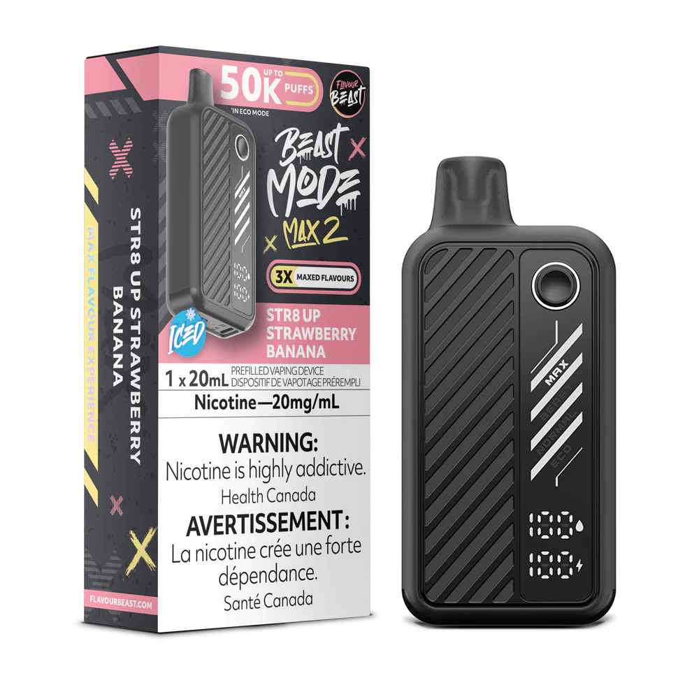 Flavour Beast Beast Mode Max 2 Disposable Vape: Str8 Up Strawberry Banana (20 mL) product image at Vapelite Ottawa