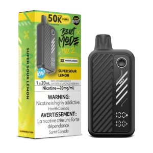 Flavour Beast Beast Mode Max 2 Disposable Vape: Super Sour Lemon (20 mL) product image at Vapelite Ottawa