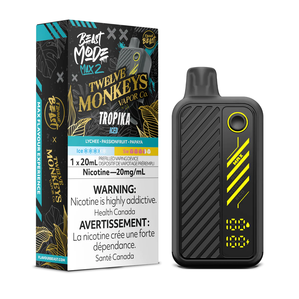 Flavour Beast Beast Mode Max 2 Disposable Vape: Tropika Ice (20 mL) product image at Vapelite Ottawa