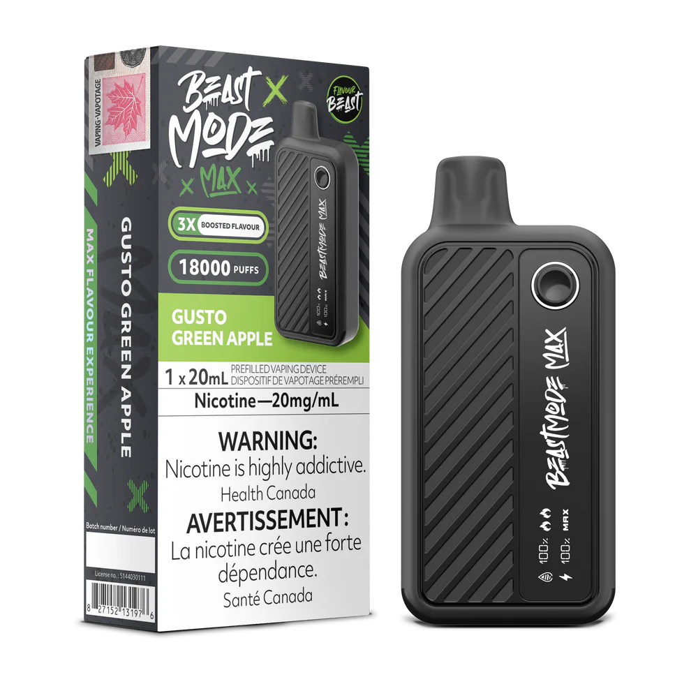 Flavour Beast Beast Mode Max Disposable Vape: Gusto Green Apple (20 mL) product image at Vapelite Ottawa