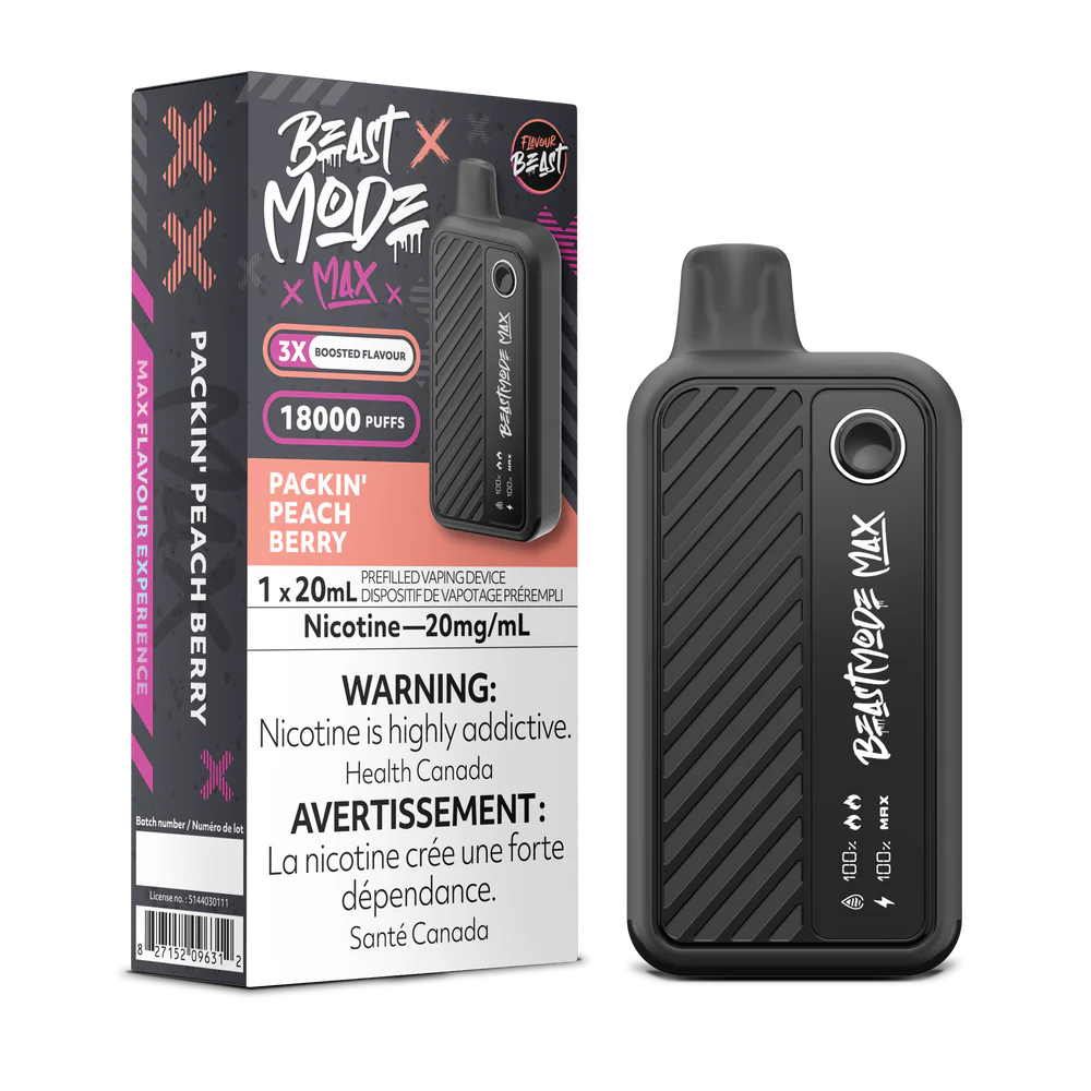 Flavour Beast Beast Mode Max Disposable Vape: Packin' Peach Berry (20 mL) product image at Vapelite Ottawa