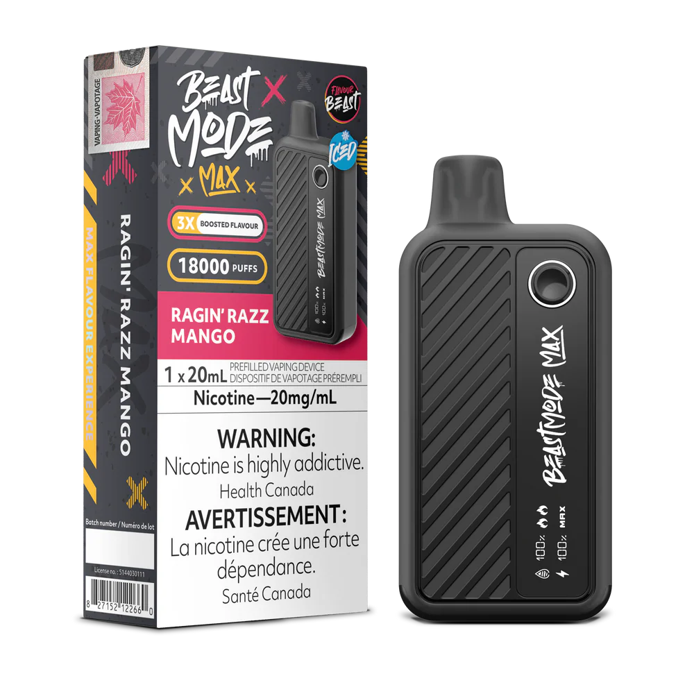 Flavour Beast Beast Mode Max Disposable Vape: Ragin' Razz Mango (20 mL) product image at Vapelite Ottawa