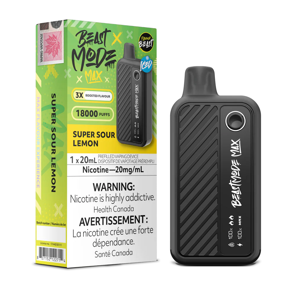 Flavour Beast Beast Mode Max Disposable Vape: Super Sour Lemon (20 mL) product image at Vapelite Ottawa