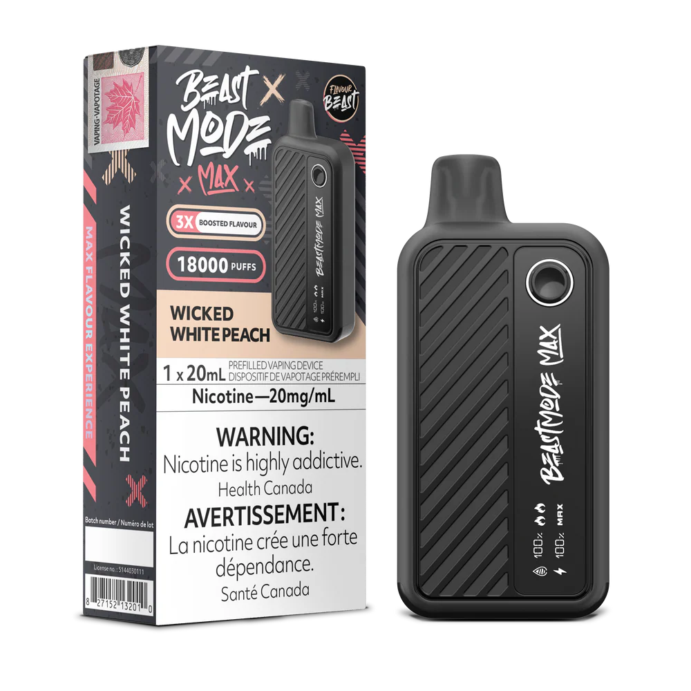 Flavour Beast Beast Mode Max Disposable Vape: Wicked White Peach (20 mL) product image at Vapelite Ottawa