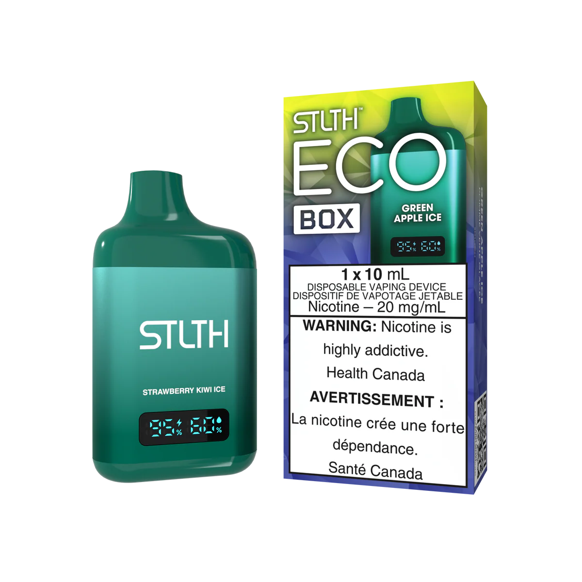 STLTH Eco Box Disposable Vape: Green Apple Ice product image at Vapelite Ottawa