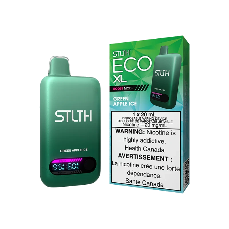 STLTH Eco XL Disposable Vape: Green Apple Ice product image at Vapelite Ottawa
