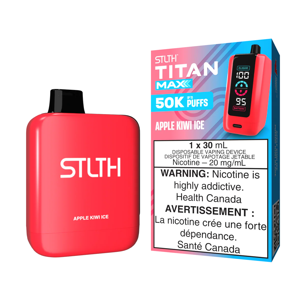 STLTH Titan Max Disposable Vape: Apple Kiwi Ice (30 mL) product image at Vapelite Ottawa