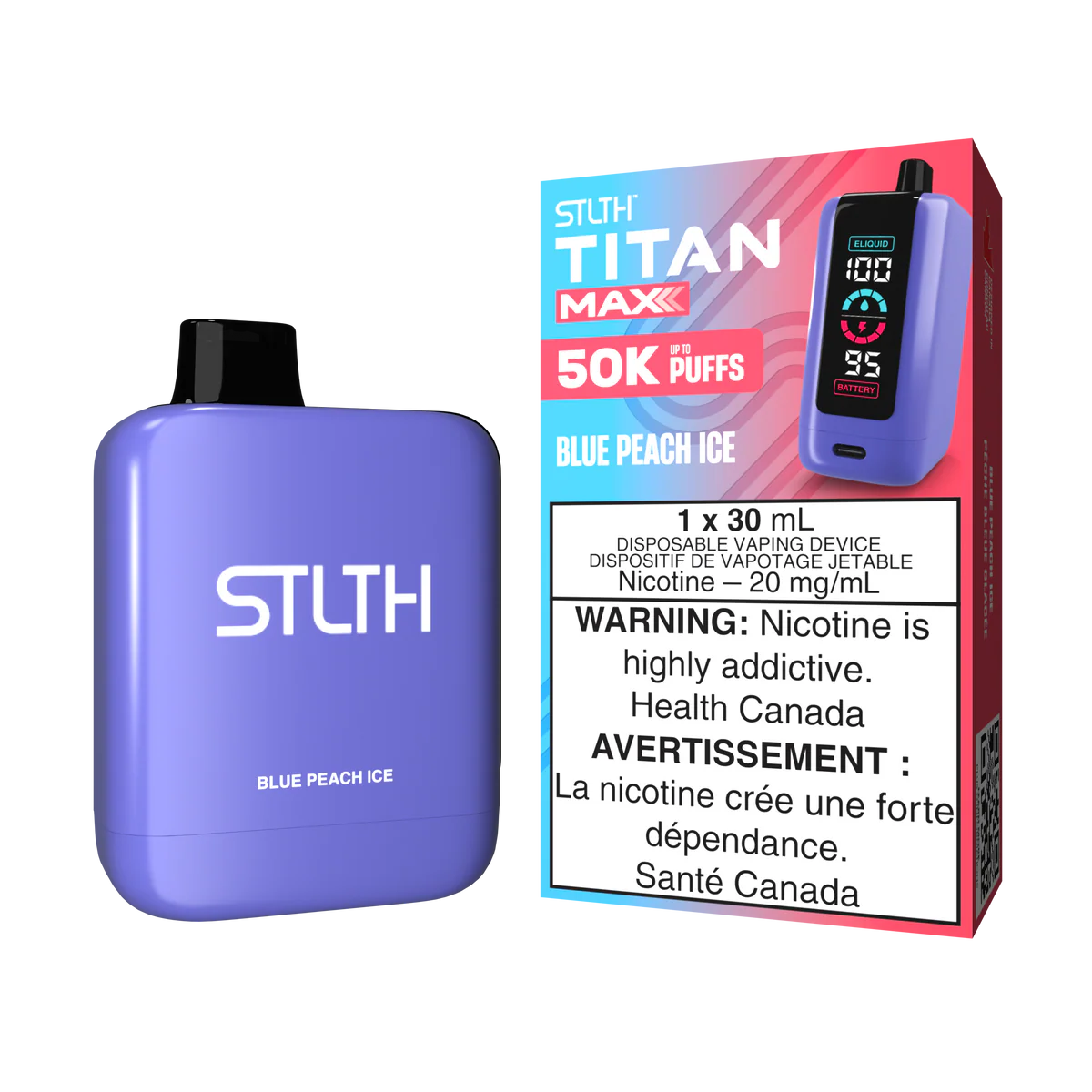 STLTH Titan Max Disposable Vape: Blue Peach Ice (30 mL) product image at Vapelite Ottawa