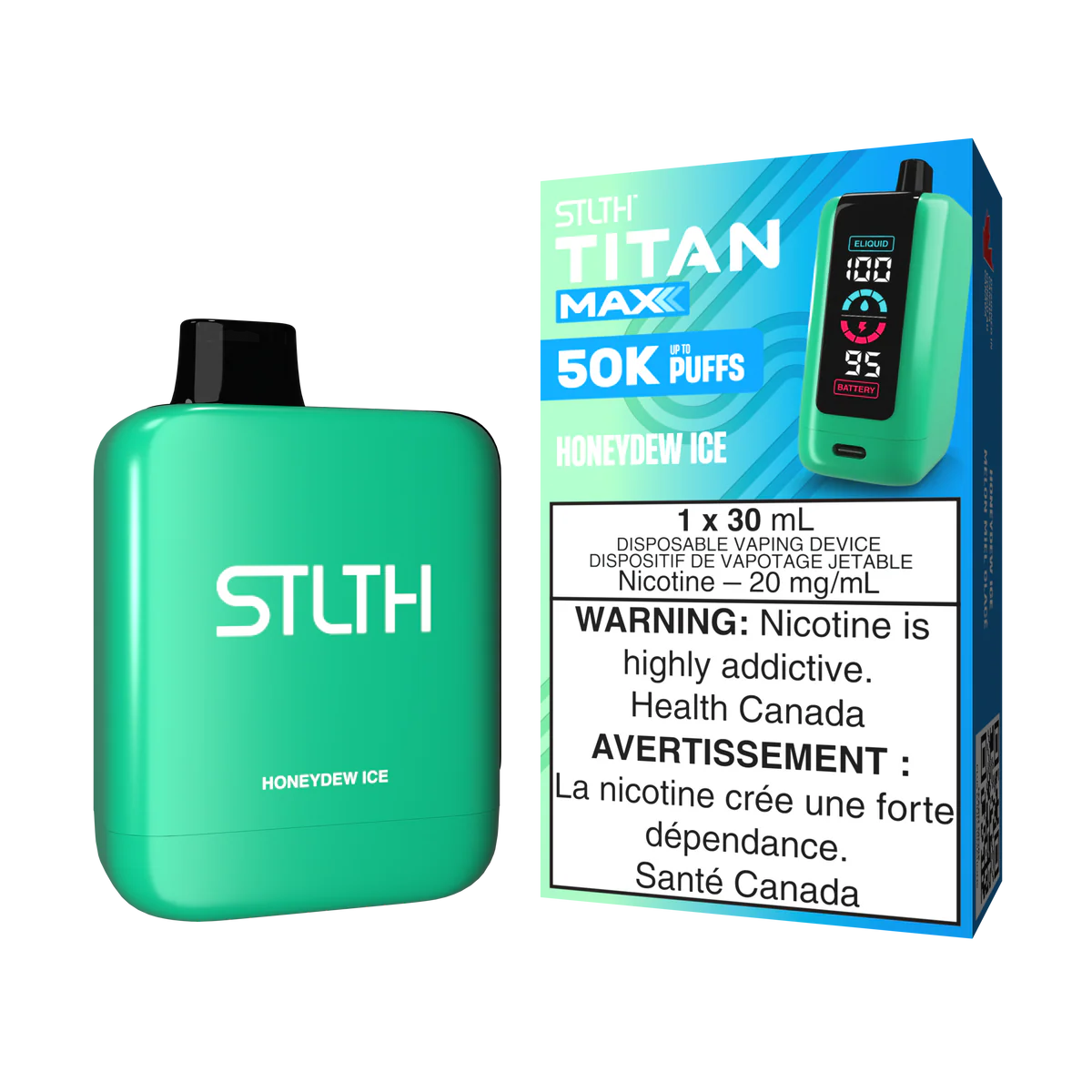 STLTH Titan Max Disposable Vape: Honeydew Ice (30 mL) product image at Vapelite Ottawa