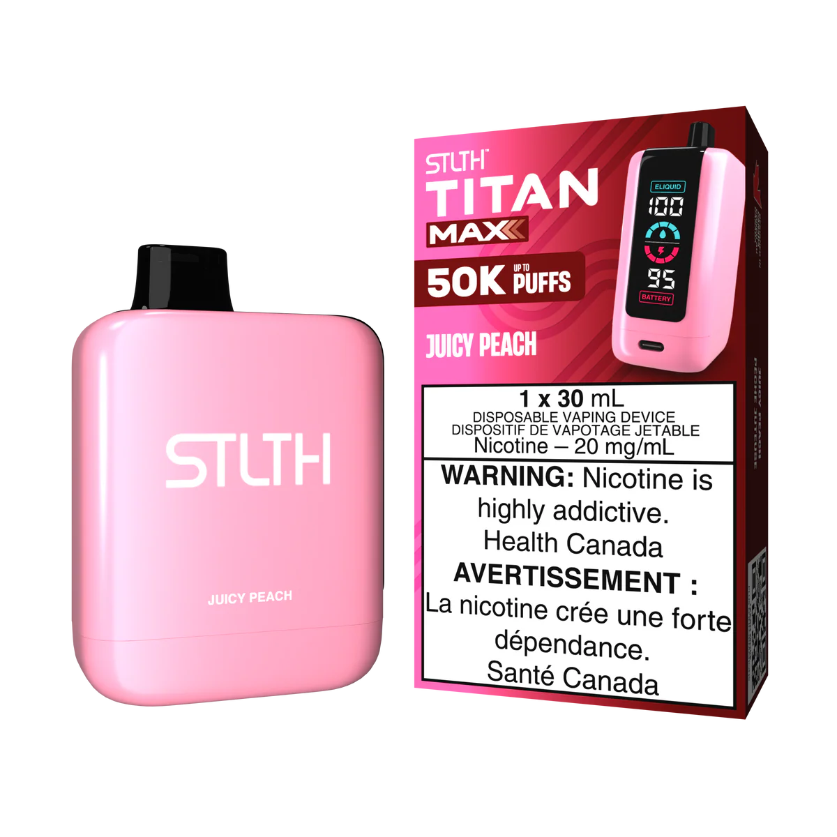 STLTH Titan Max Disposable Vape: Juicy Peach (30 mL) product image at Vapelite Ottawa