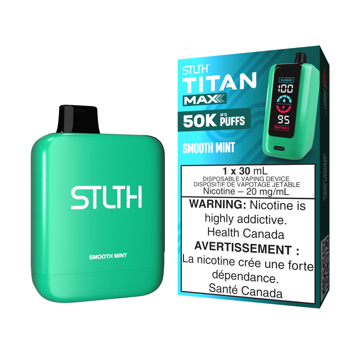 STLTH Titan Max Disposable Vape: Smooth Mint (30 mL) product image at Vapelite Ottawa