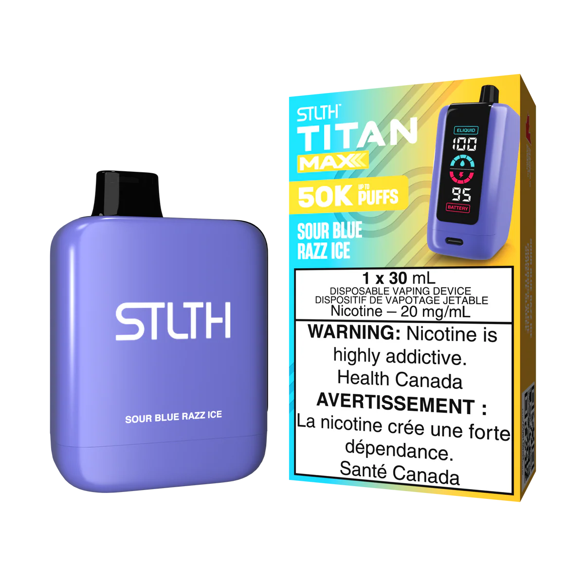 STLTH Titan Max Disposable Vape: Sour Blue Razz Ice (30 mL) product image at Vapelite Ottawa