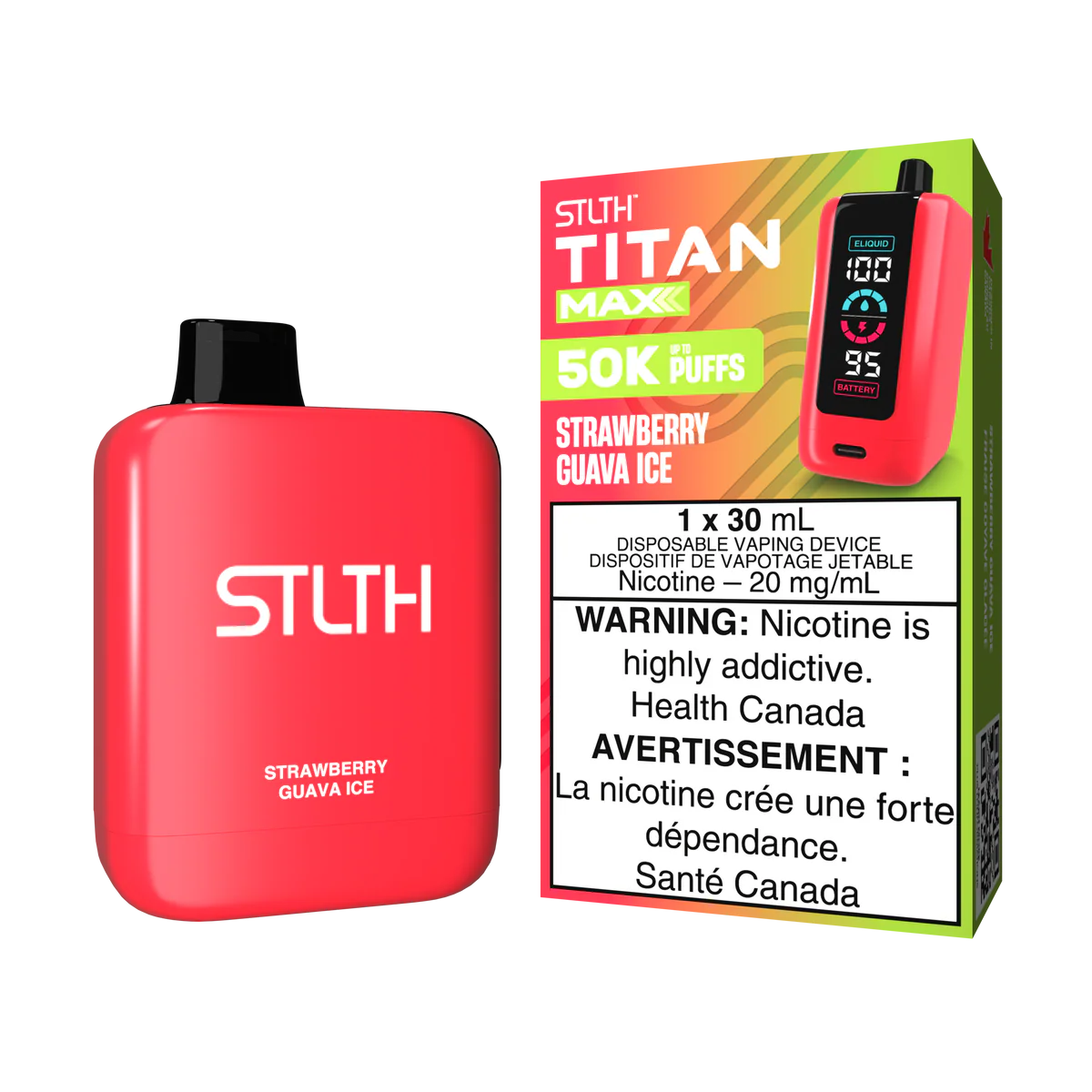 STLTH Titan Max Disposable Vape: Strawberry Guava Ice (30 mL) product image at Vapelite Ottawa