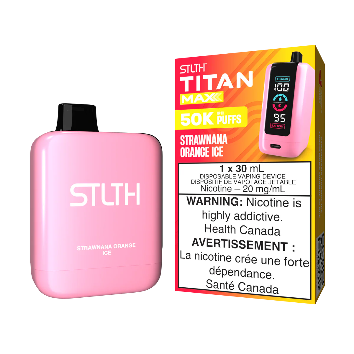 STLTH Titan Max Disposable Vape: Strawnana Orange Ice (30 mL) product image at Vapelite Ottawa
