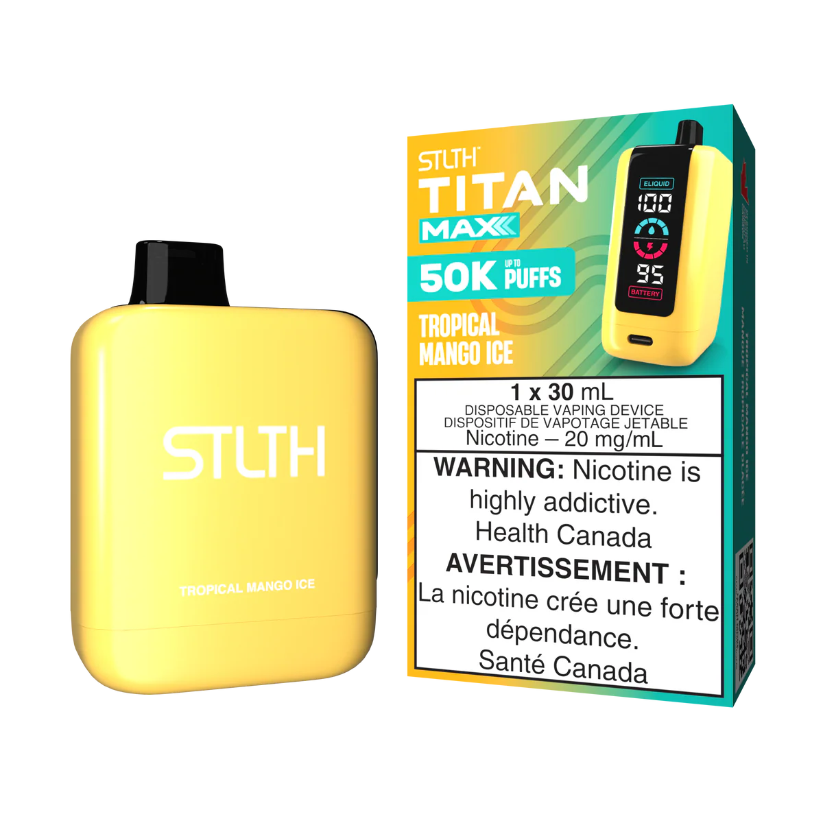 STLTH Titan Max Disposable Vape: Tropical Mango Ice (30 mL) product image at Vapelite Ottawa