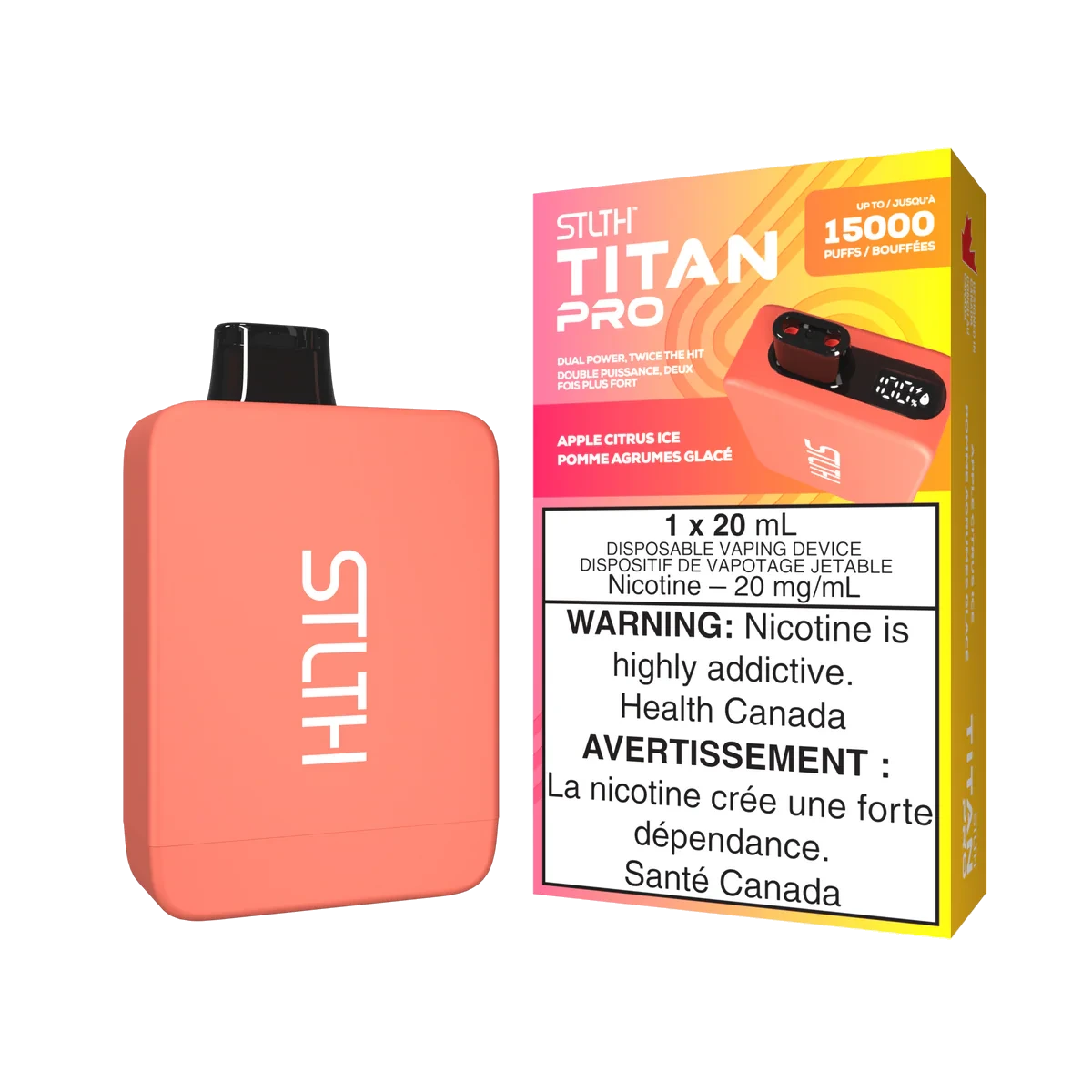 STLTH Titan Pro Disposable Vape: Apple Citrus Ice (20 mL) product image at Vapelite Ottawa