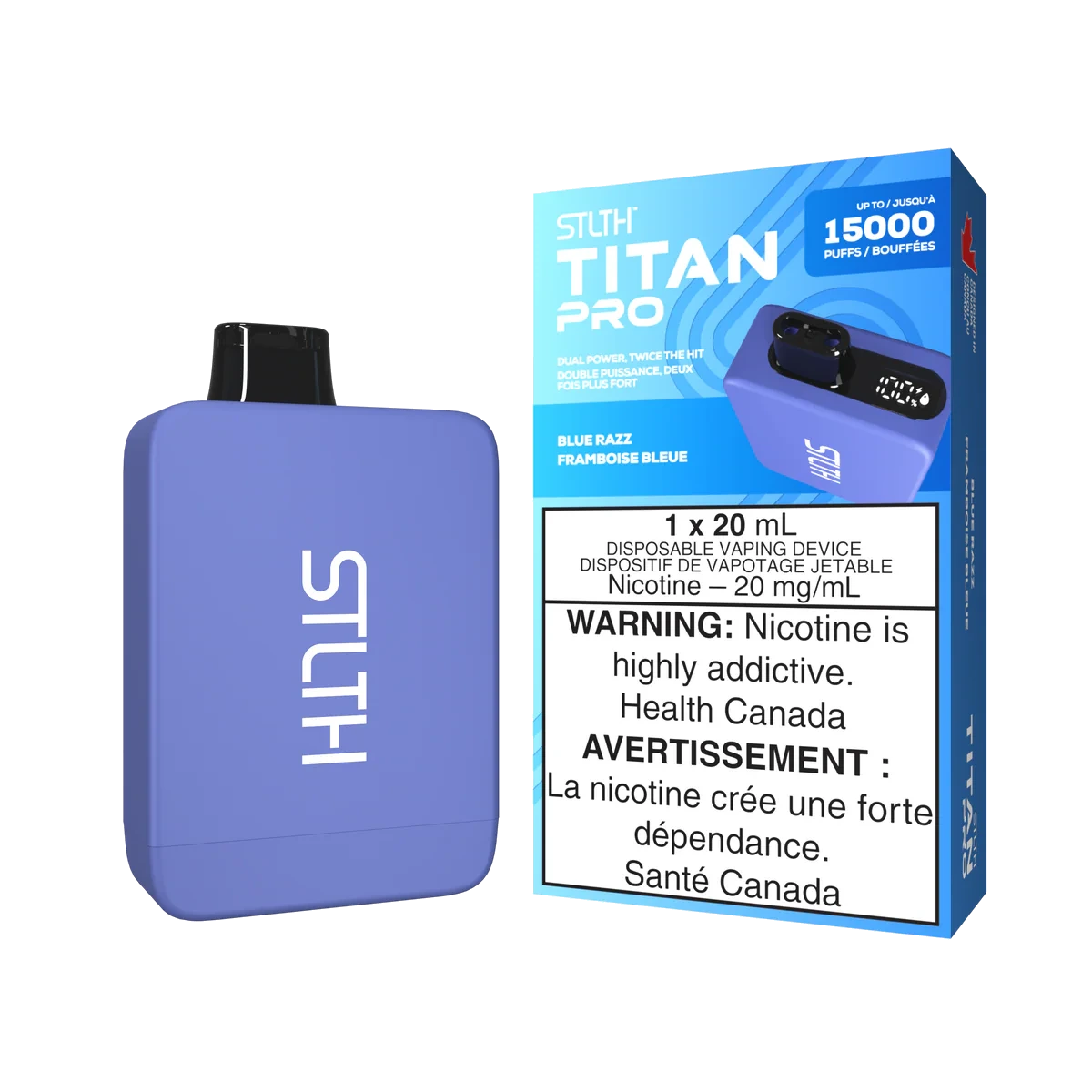 STLTH Titan Pro Disposable Vape: Blue Razz (20 mL) product image at Vapelite Ottawa