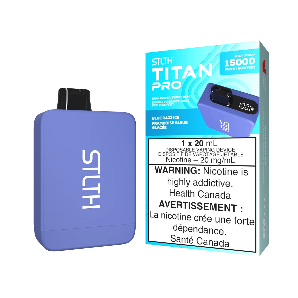 STLTH Titan Pro Disposable Vape: Blue Razz Ice (20 mL) product image at Vapelite Ottawa