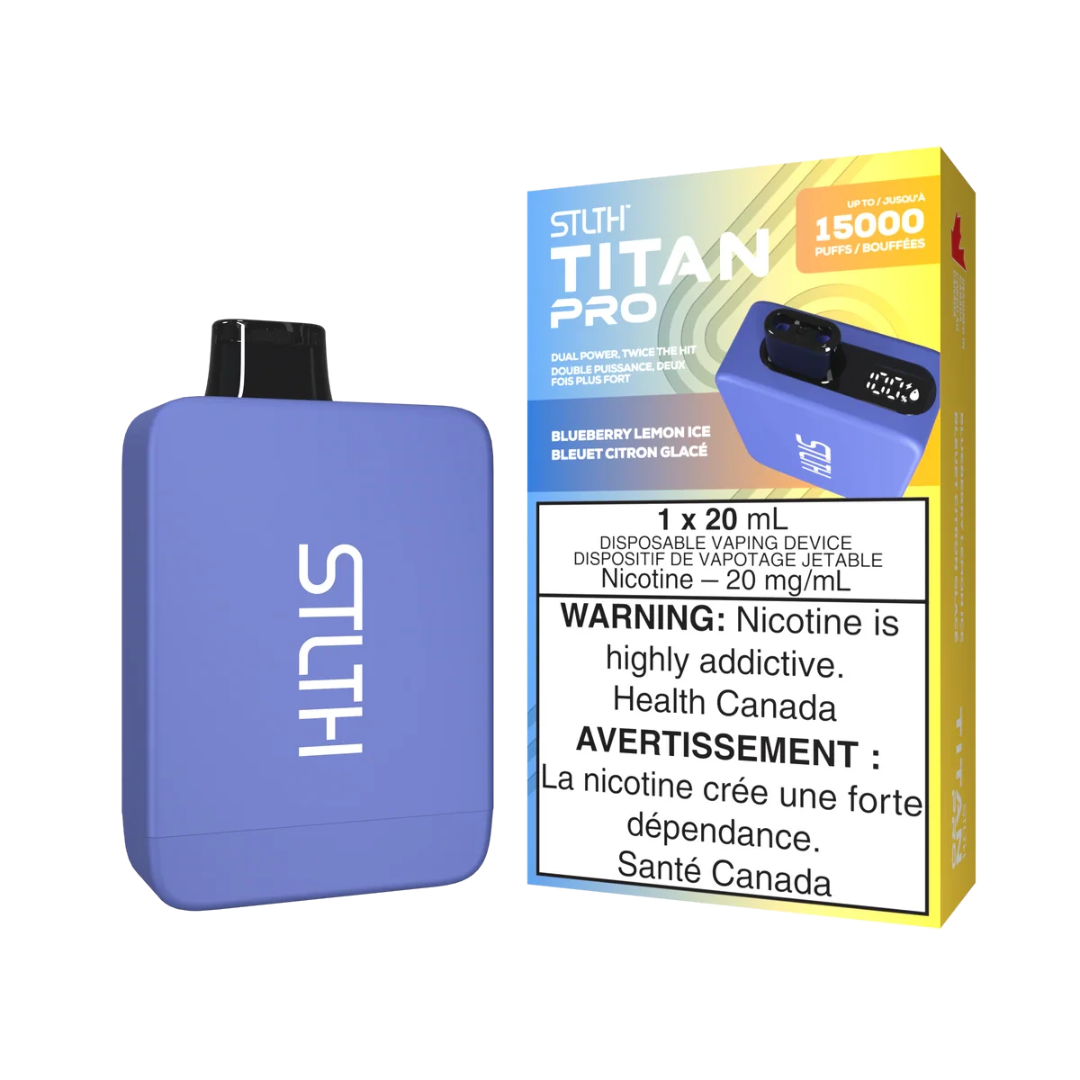 STLTH Titan Pro Disposable Vape: Blueberry Lemon Ice (20 mL) product image at Vapelite Ottawa