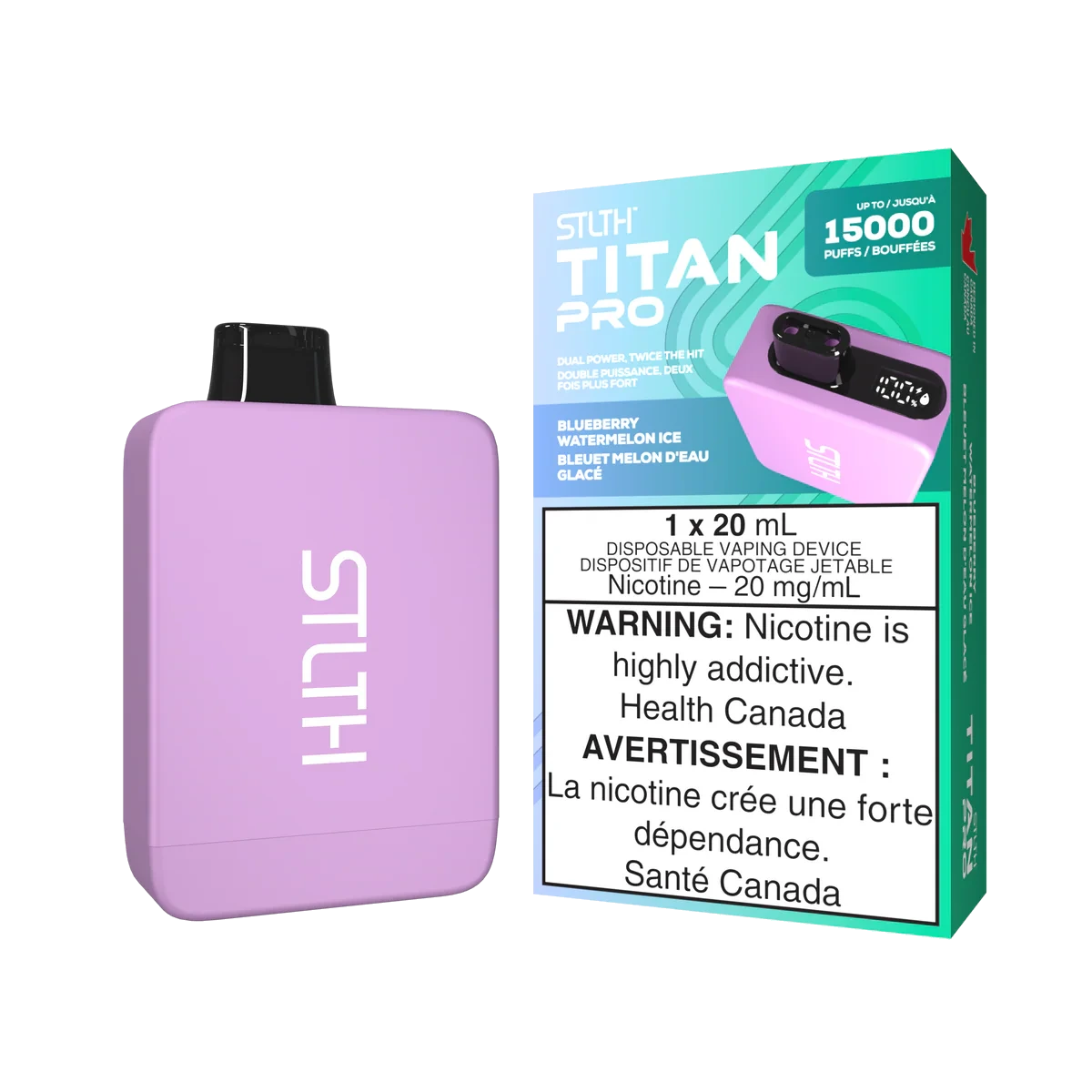 STLTH Titan Pro Disposable Vape: Blueberry Watermelon Ice (20 mL) product image at Vapelite Ottawa