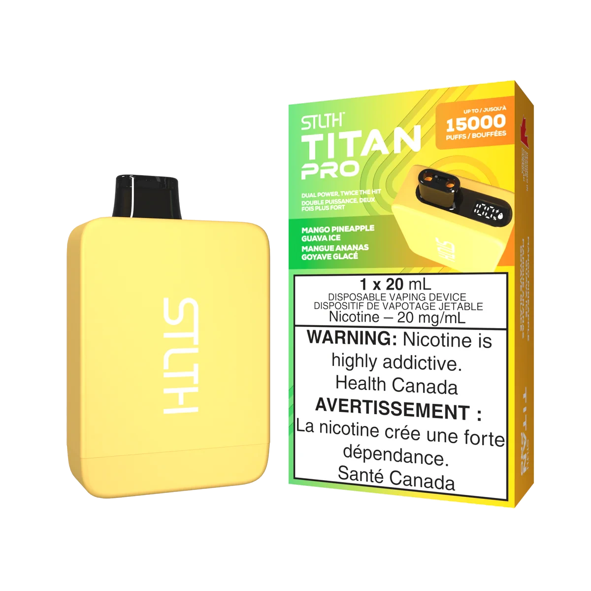 STLTH Titan Pro Disposable Vape: Mango Pineapple Guava Ice (20 mL) product image at Vapelite Ottawa