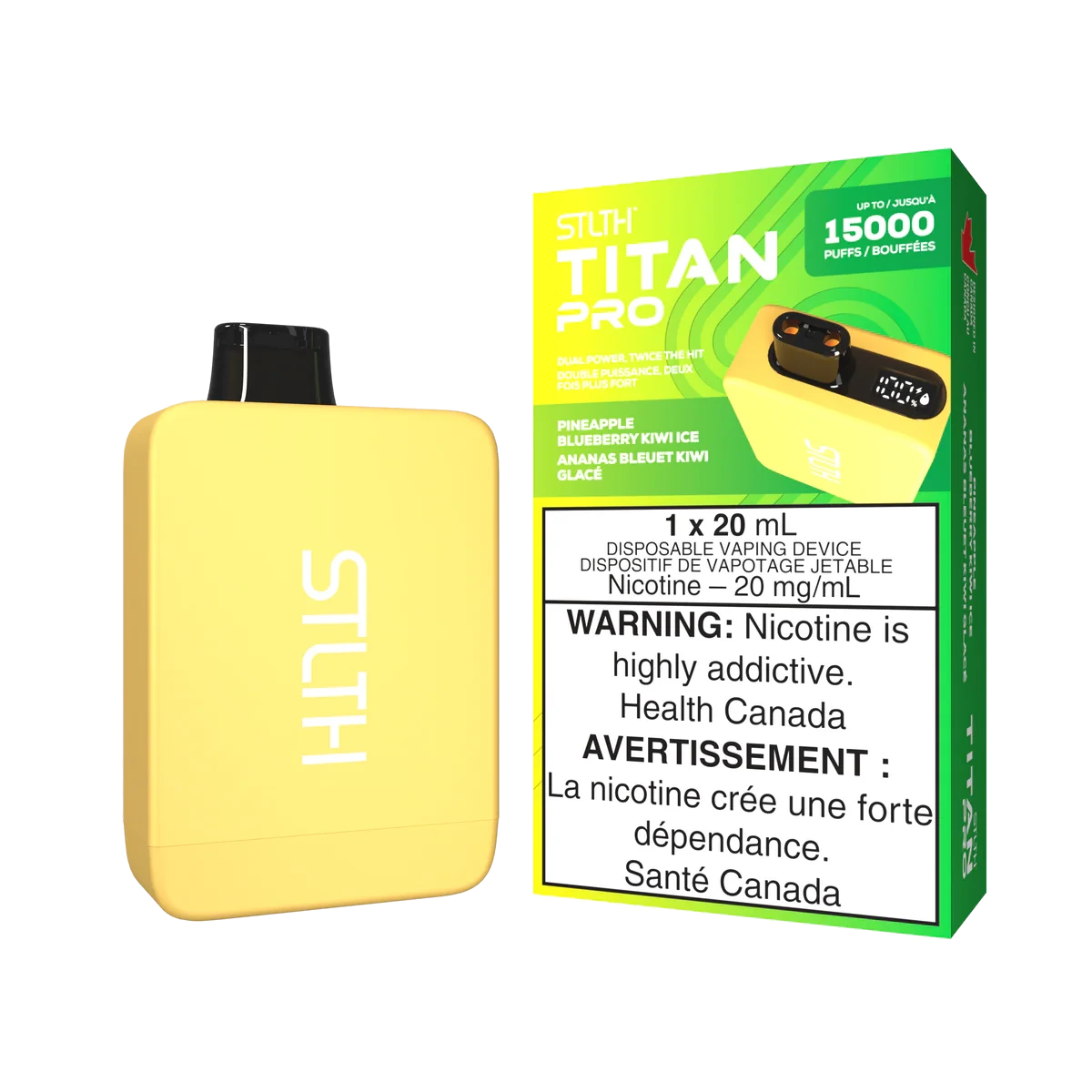 STLTH Titan Pro Disposable Vape: Pineapple Blueberry Kiwi Ice (20 mL) product image at Vapelite Ottawa