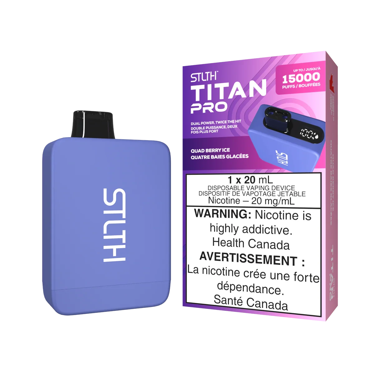 STLTH Titan Pro Disposable Vape: Quad Berry Ice (20 mL) product image at Vapelite Ottawa