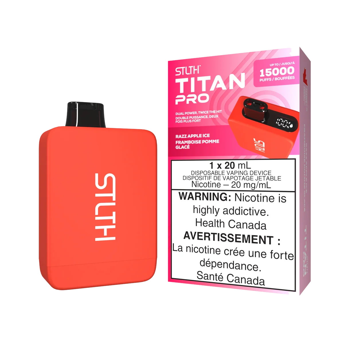 STLTH Titan Pro Disposable Vape: Razz Apple Ice (20 mL) product image at Vapelite Ottawa