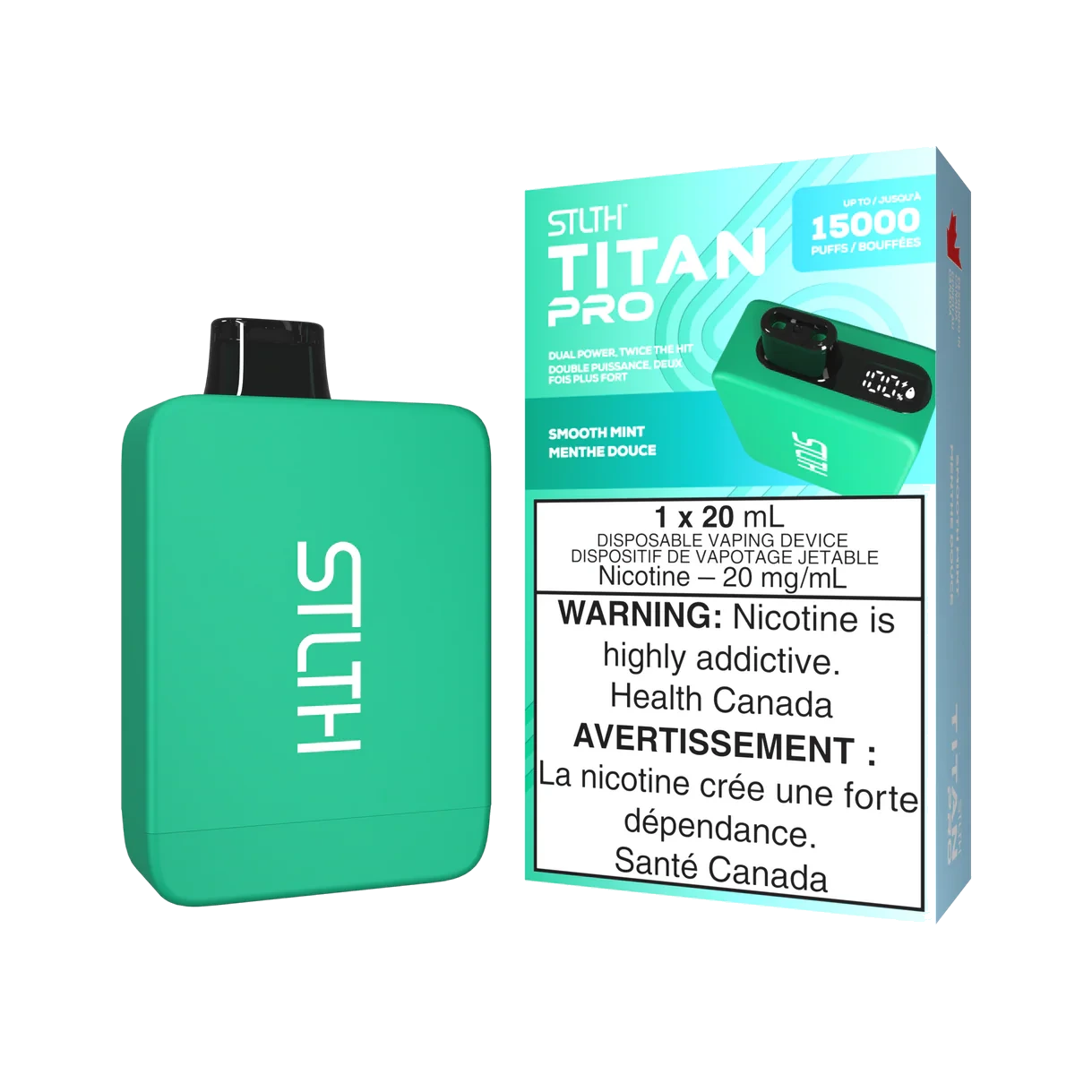 STLTH Titan Pro Disposable Vape: Smooth Mint (20 mL) product image at Vapelite Ottawa