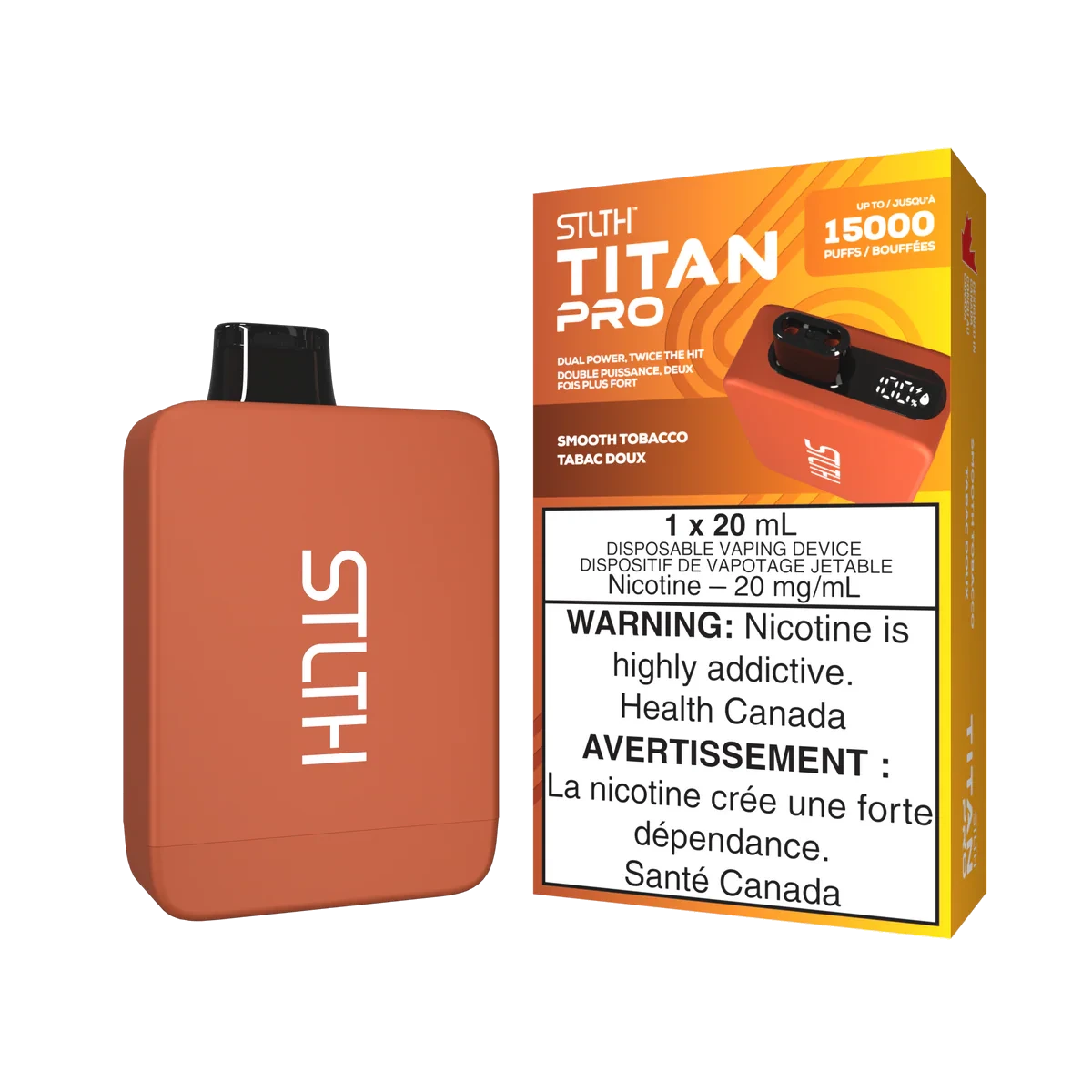 STLTH Titan Pro Disposable Vape: Smooth Tobacco (20 mL) product image at Vapelite Ottawa
