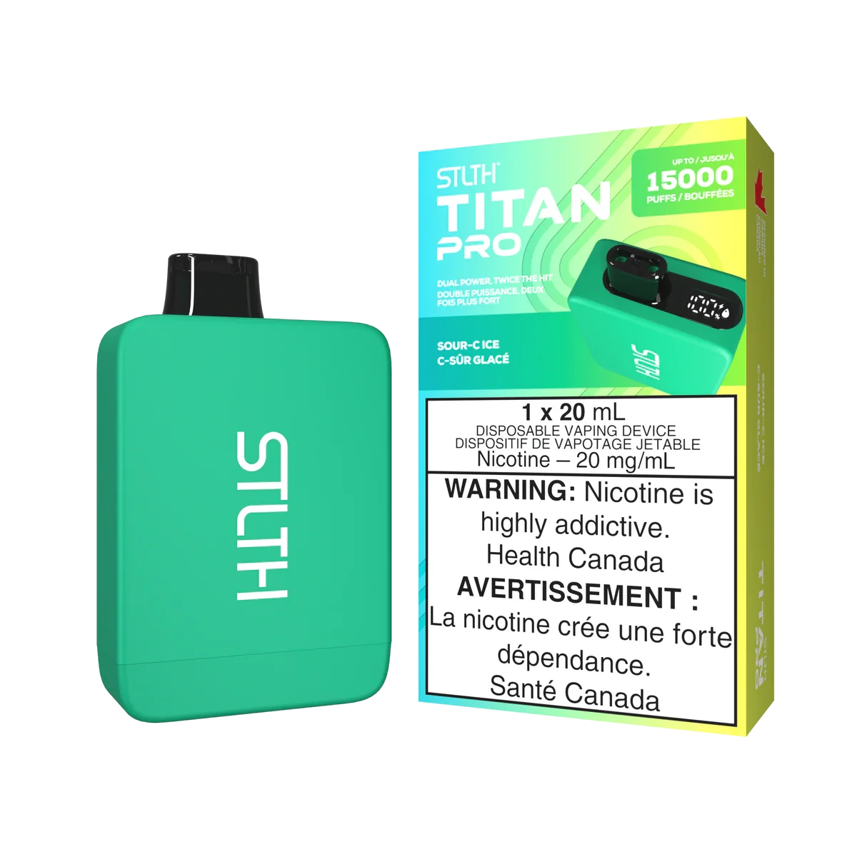 STLTH Titan Pro Disposable Vape: Sour-C Ice (20 mL) product image at Vapelite Ottawa