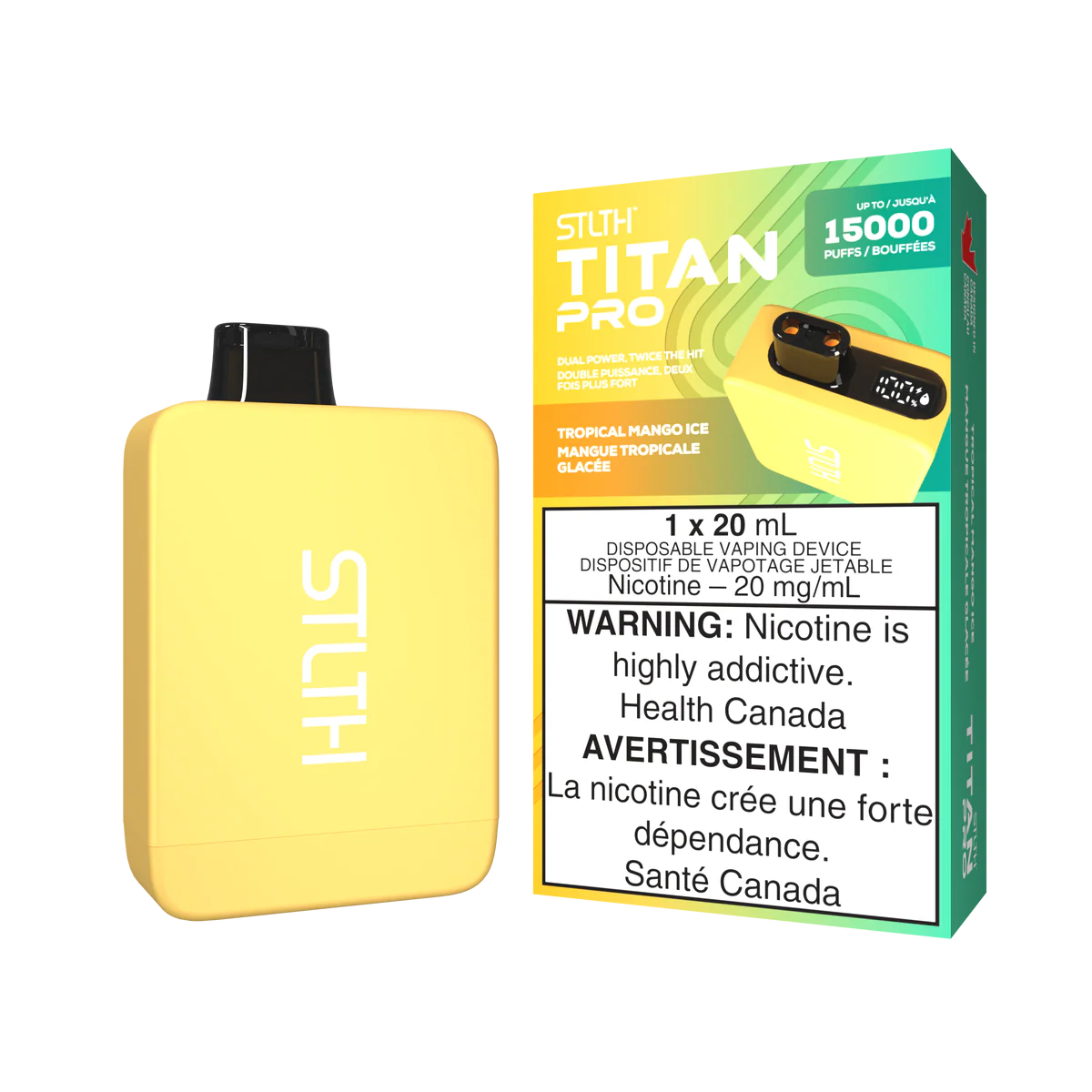 STLTH Titan Pro Disposable Vape: Tropical Mango Ice (20 mL) product image at Vapelite Ottawa