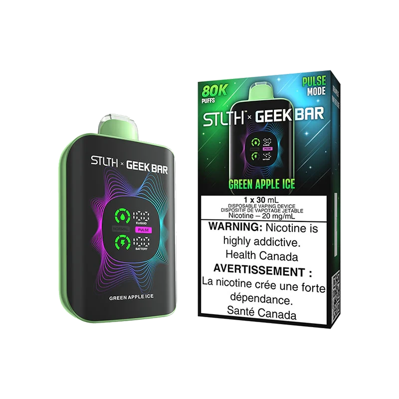 STLTH x Geek Bar 80K Disposable Vape: Green Apple Ice (30 mL) product image at Vapelite Ottawa