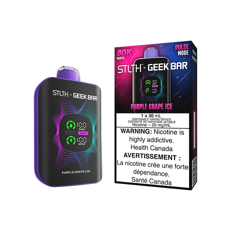STLTH x Geek Bar 80K Disposable Vape: Purple Grape Ice (30 mL) product image at Vapelite Ottawa