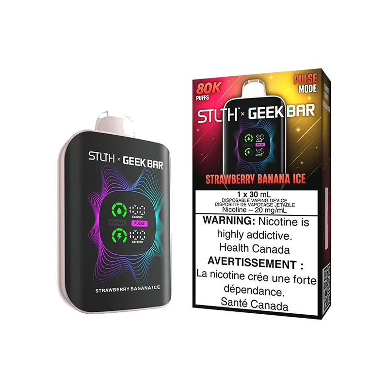 STLTH x Geek Bar 80K Disposable Vape: Strawberry Banana Ice (30 mL) product image at Vapelite Ottawa